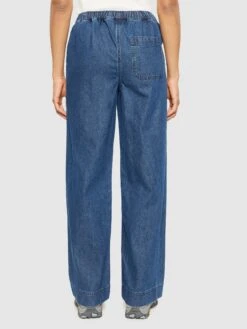 POSEY Wide Mid-rise Elastic Waistband Denim Pant - GOTS/Vegan - Dark Blue Denim -Knowledge Cotton Apparel Store POSEY wide mid rise elastic waistband denim pant GOTS Vegan Pants 2070053 3059 Dark Blue denim 2