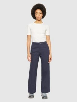 POSEY Wide Mid-rise Twill Pant - GOTS/Vegan - Night Sky 10 POSEY Wide Mid-rise Twill Pant - GOTS/Vegan - Night Sky -Knowledge Cotton Apparel Store POSEY wide mid rise twill pant GOTS Vegan Pants 2070051 1412 Night Sky 3
