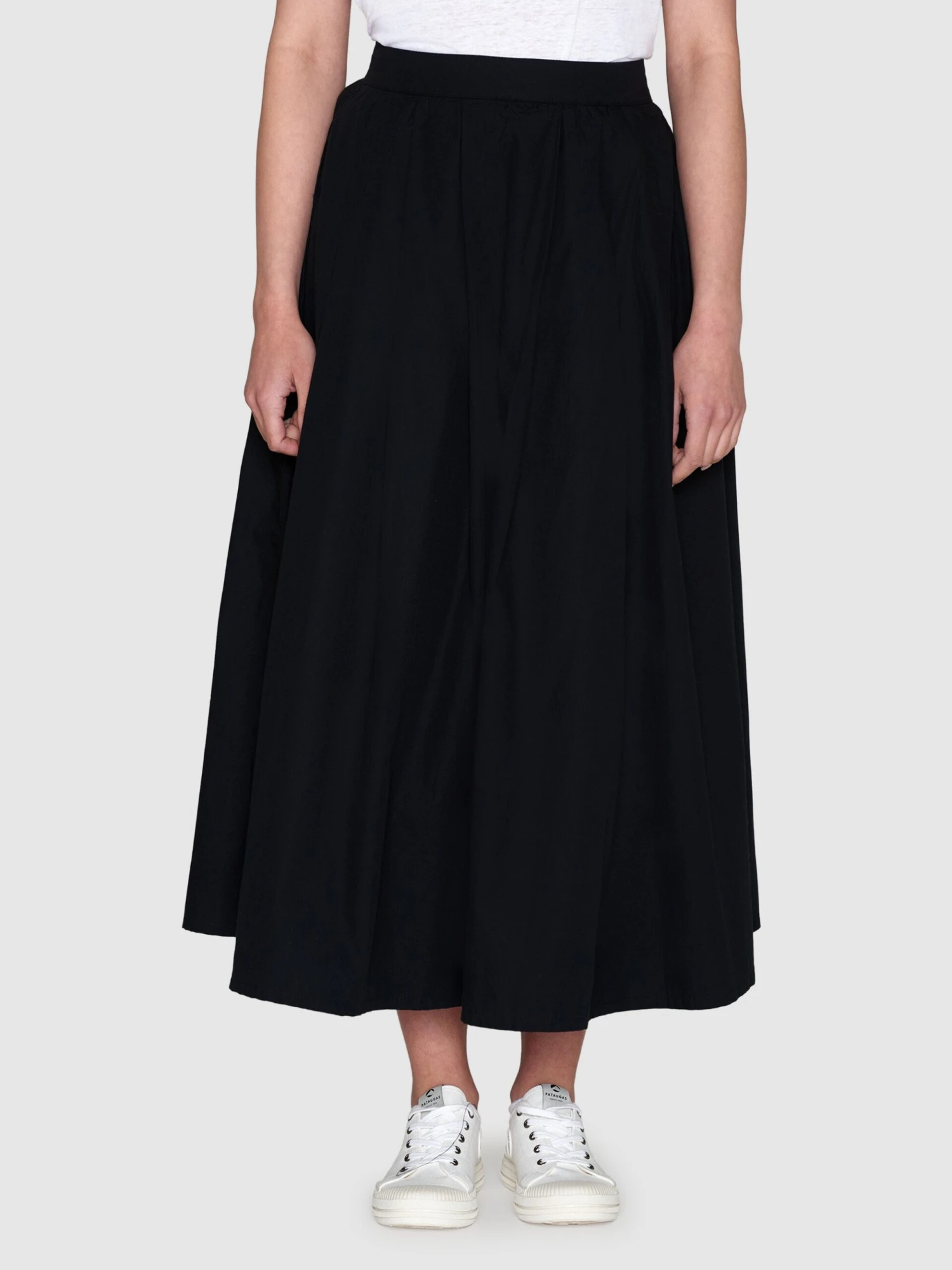Poplin Pleated Mid-length Skirt - Black Jet 4 Poplin Pleated Mid-length Skirt - Black Jet - Image 2