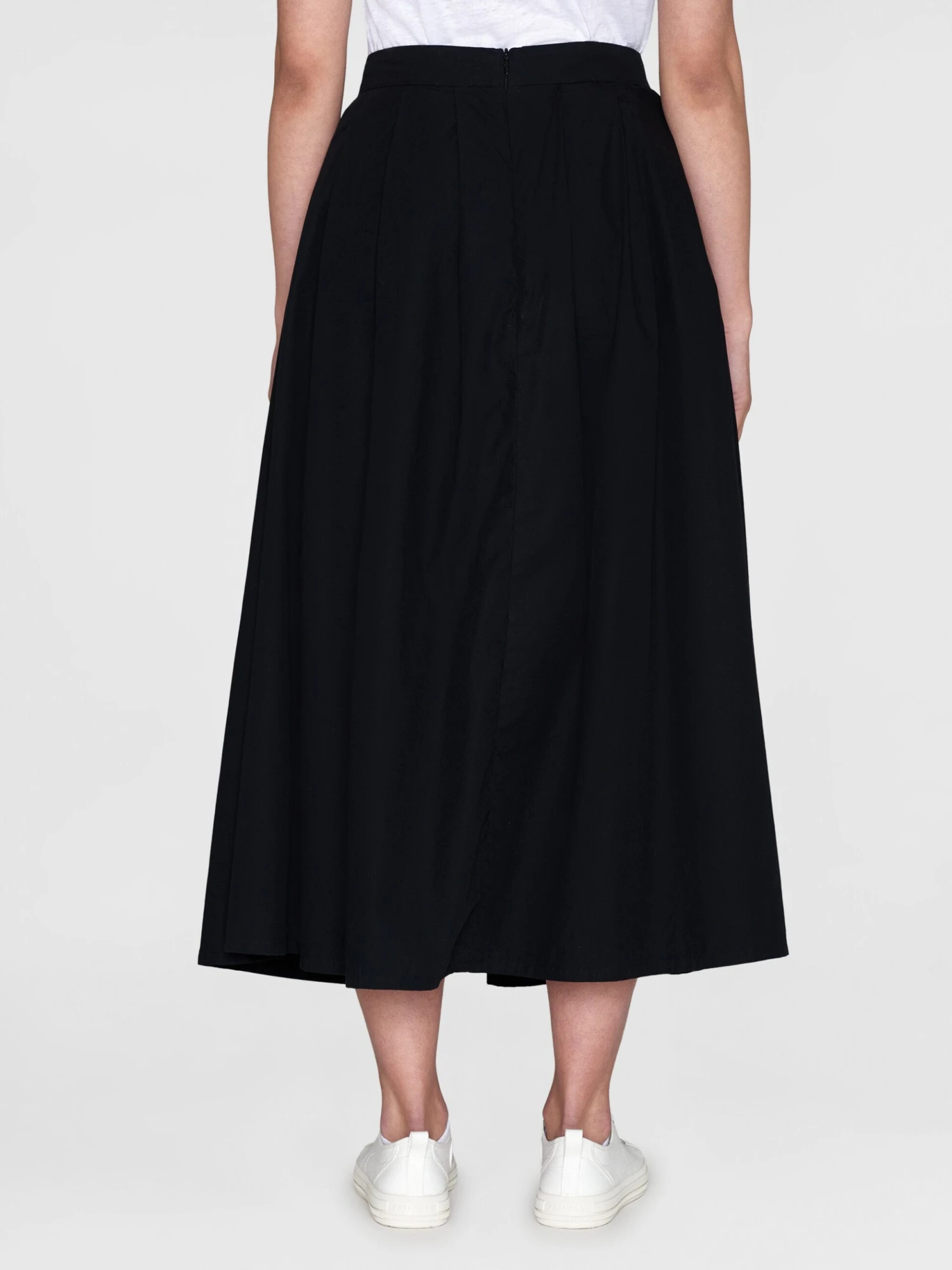 Poplin Pleated Mid-length Skirt - Black Jet 5 Poplin Pleated Mid-length Skirt - Black Jet - Image 3