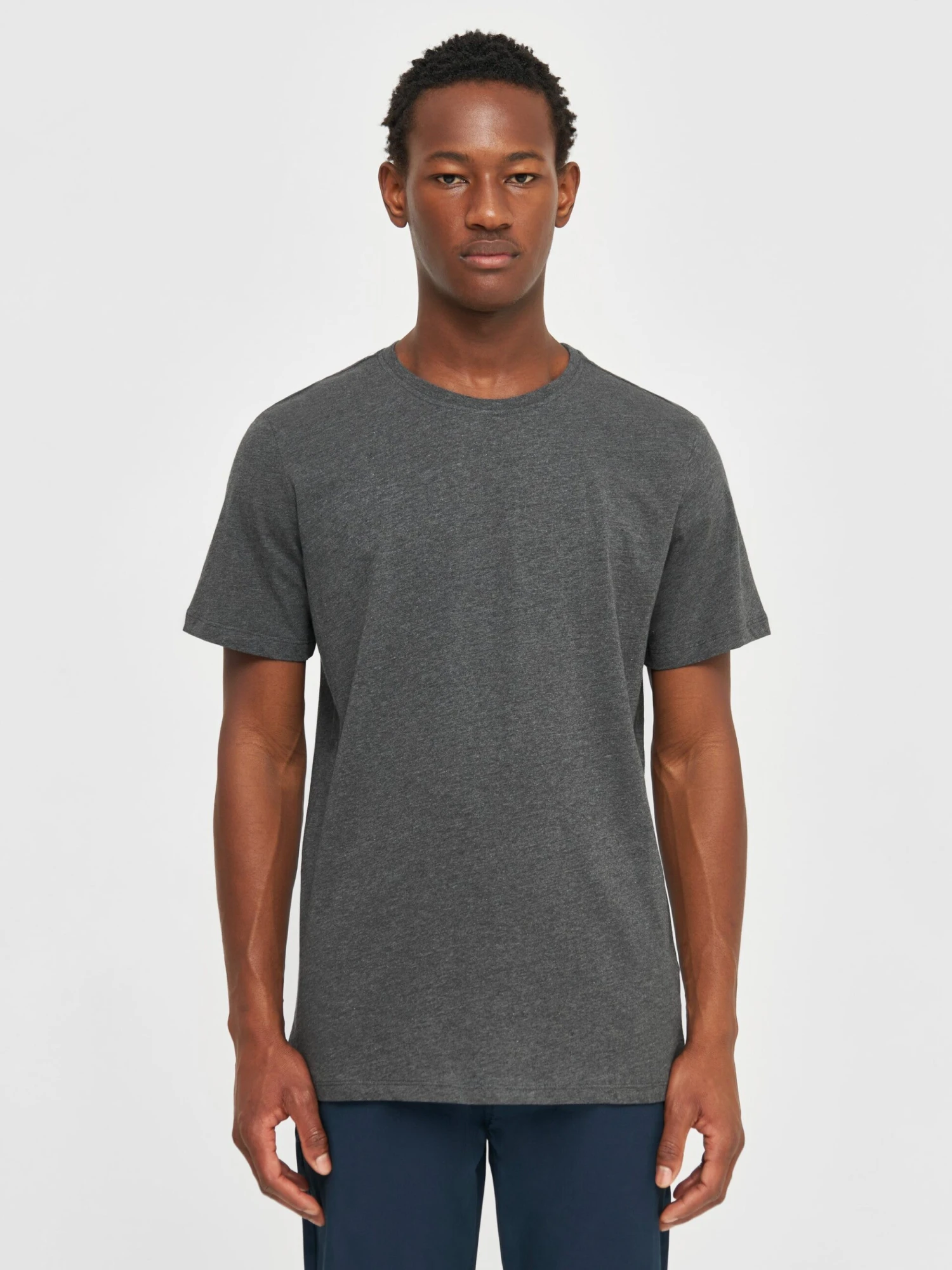 Regular Fit Basic Tee - Dark Grey Melange 4 Regular Fit Basic Tee - Dark Grey Melange - Image 2