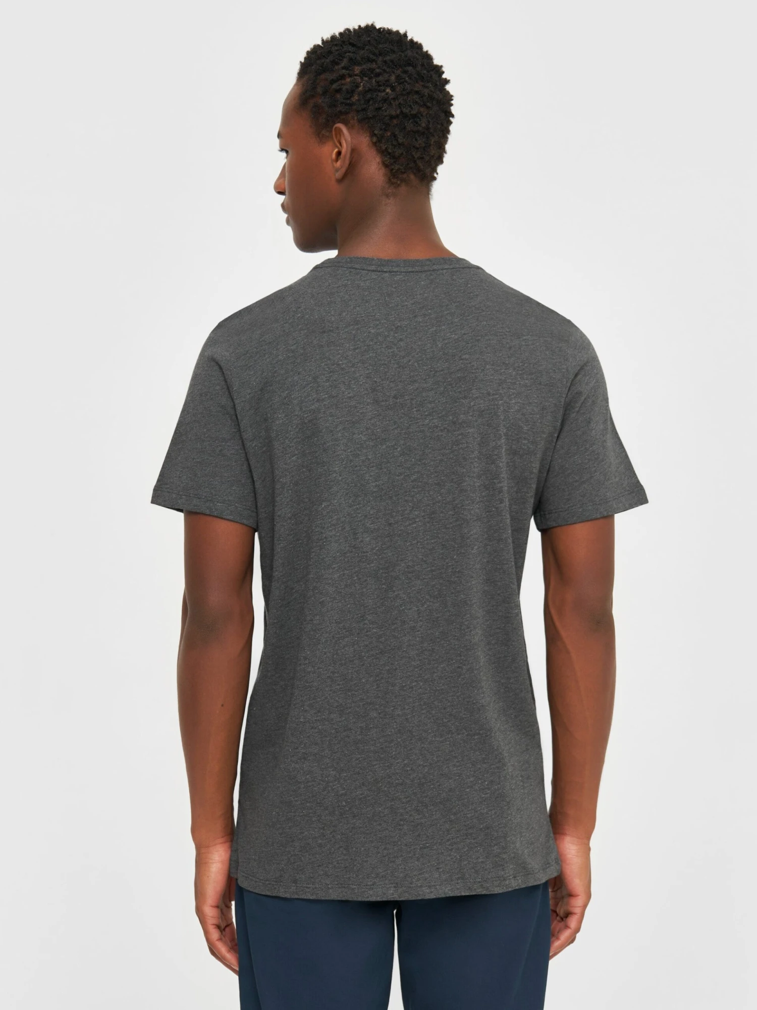 Regular Fit Basic Tee - Dark Grey Melange 5 Regular Fit Basic Tee - Dark Grey Melange - Image 3