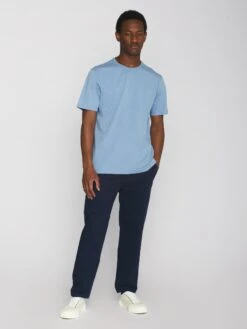 Regular Fit Basic Tee - Asley Blue -Knowledge Cotton Apparel Store Regular fit Basic tee T shirts 1010113 1322 Asley Blue 3