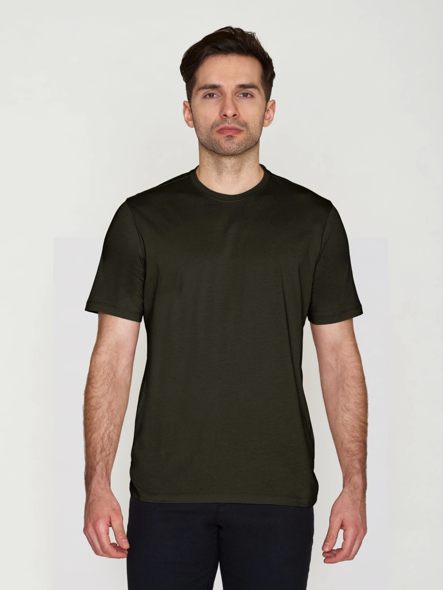 Regular Fit Basic Tee - Green Melange 4 Regular Fit Basic Tee - Green Melange - Image 2