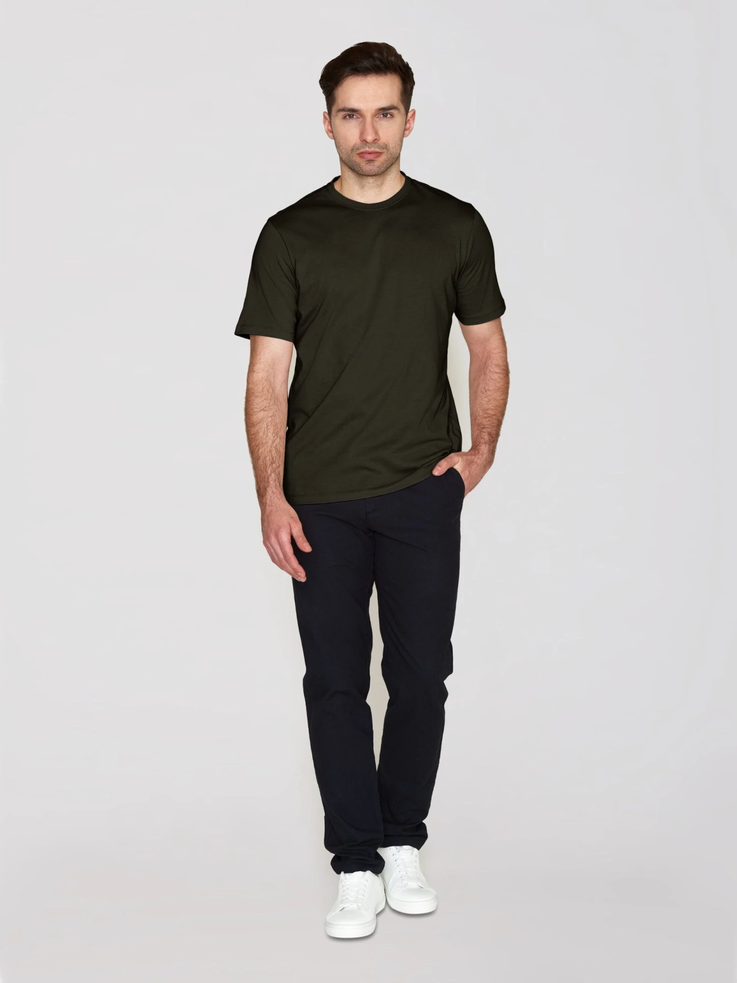 Regular Fit Basic Tee - Green Melange 6 Regular Fit Basic Tee - Green Melange - Image 4