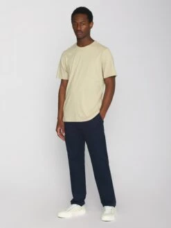 Regular Fit Basic Tee - Safari Melange -Knowledge Cotton Apparel Store Regular fit Basic tee T shirts 1010113 1355 Safari melange 3