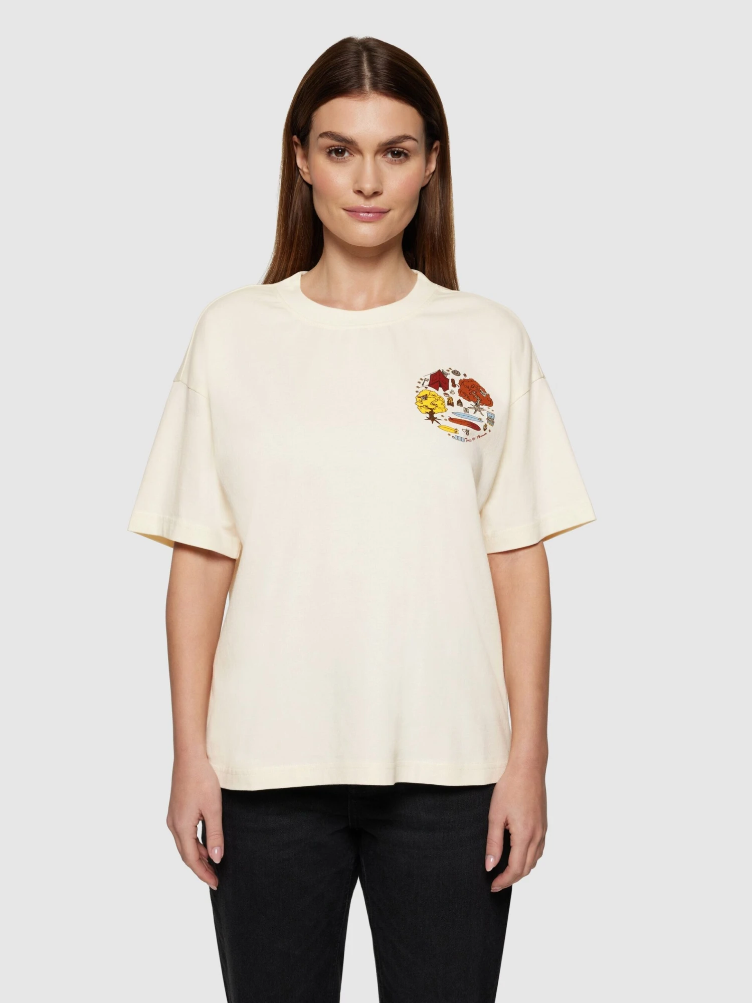 Relaxed Fit Camp Print Tee - GOTS/Vegan - Egret 4 Relaxed Fit Camp Print Tee - GOTS/Vegan - Egret - Image 2