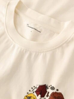 Relaxed Fit Camp Print Tee - GOTS/Vegan - Egret 12 Relaxed Fit Camp Print Tee - GOTS/Vegan - Egret -Knowledge Cotton Apparel Store Relaxed fit camp print tee GOTS Vegan T shirts 2010055 1387 Egret 4