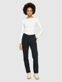 Rib Scoop Neck Long Sleeved - Star White -Knowledge Cotton Apparel Store Rib Scoop neck long sleeved T shirts 2010016 1007 Star White 3