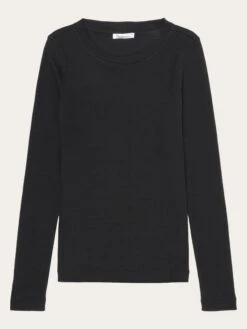 Rib Scoop Neck Long Sleeved - Black Jet
