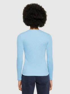 Rib Scoop Neck Long Sleeved - Glacier Lake -Knowledge Cotton Apparel Store Rib Scoop neck long sleeved T shirts 2010016 1463 Glacier Lake 2