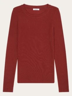 Rib Scoop Neck Long Sleeved - Fired Brick