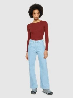 Rib Scoop Neck Long Sleeved - Fired Brick 10 Rib Scoop Neck Long Sleeved - Fired Brick -Knowledge Cotton Apparel Store Rib Scoop neck long sleeved T shirts 2010016 1478 Fired Brick 3