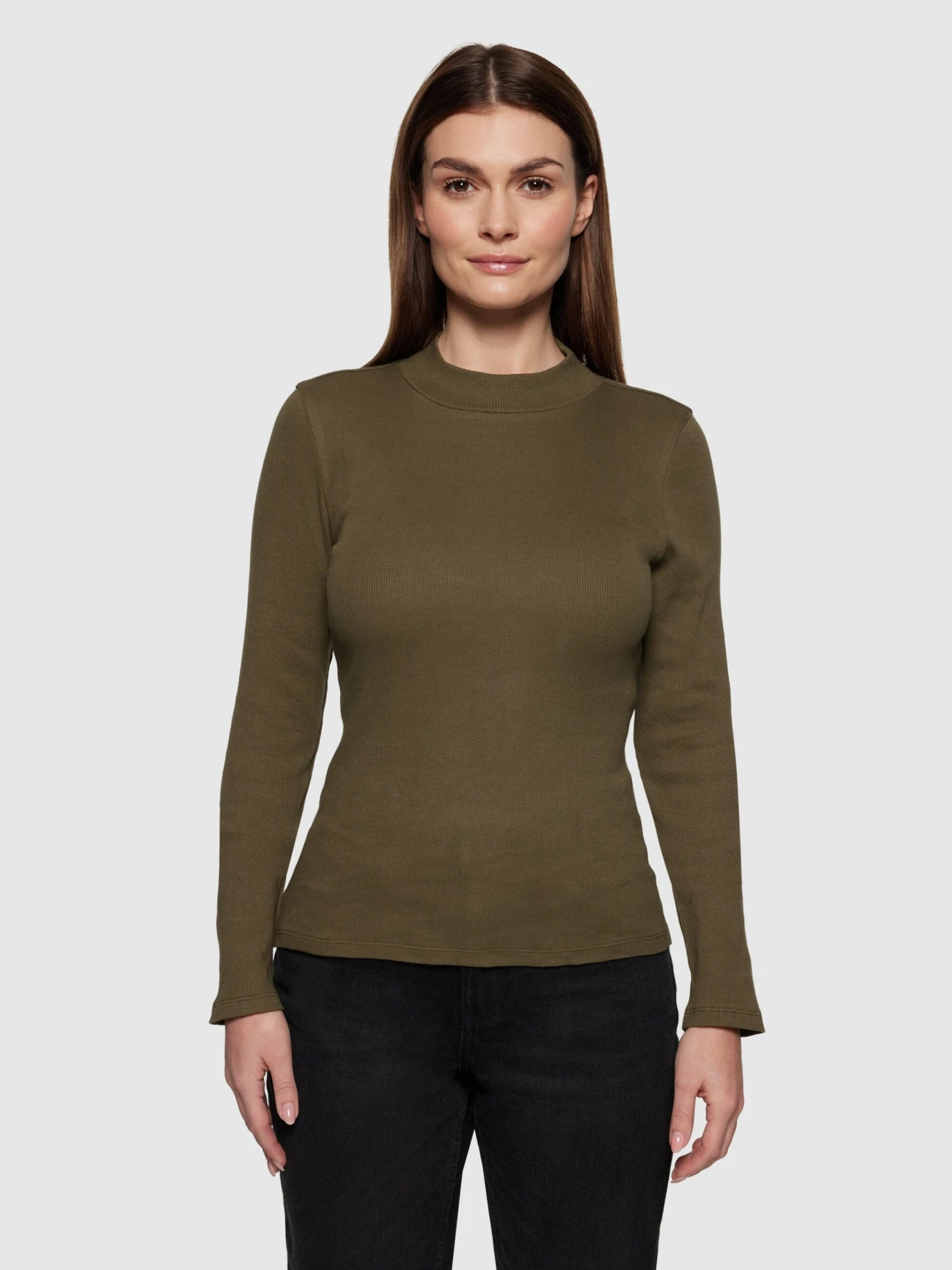 Rib High Neck LS - Dark Olive 4 Rib High Neck LS - Dark Olive - Image 2