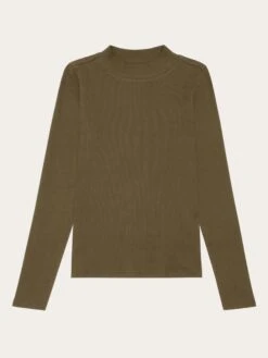 Rib High Neck LS - Dark Olive