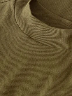 Rib High Neck LS - Dark Olive 12 Rib High Neck LS - Dark Olive -Knowledge Cotton Apparel Store Rib high neck LS T shirts 100076 1100 Dark Olive 4