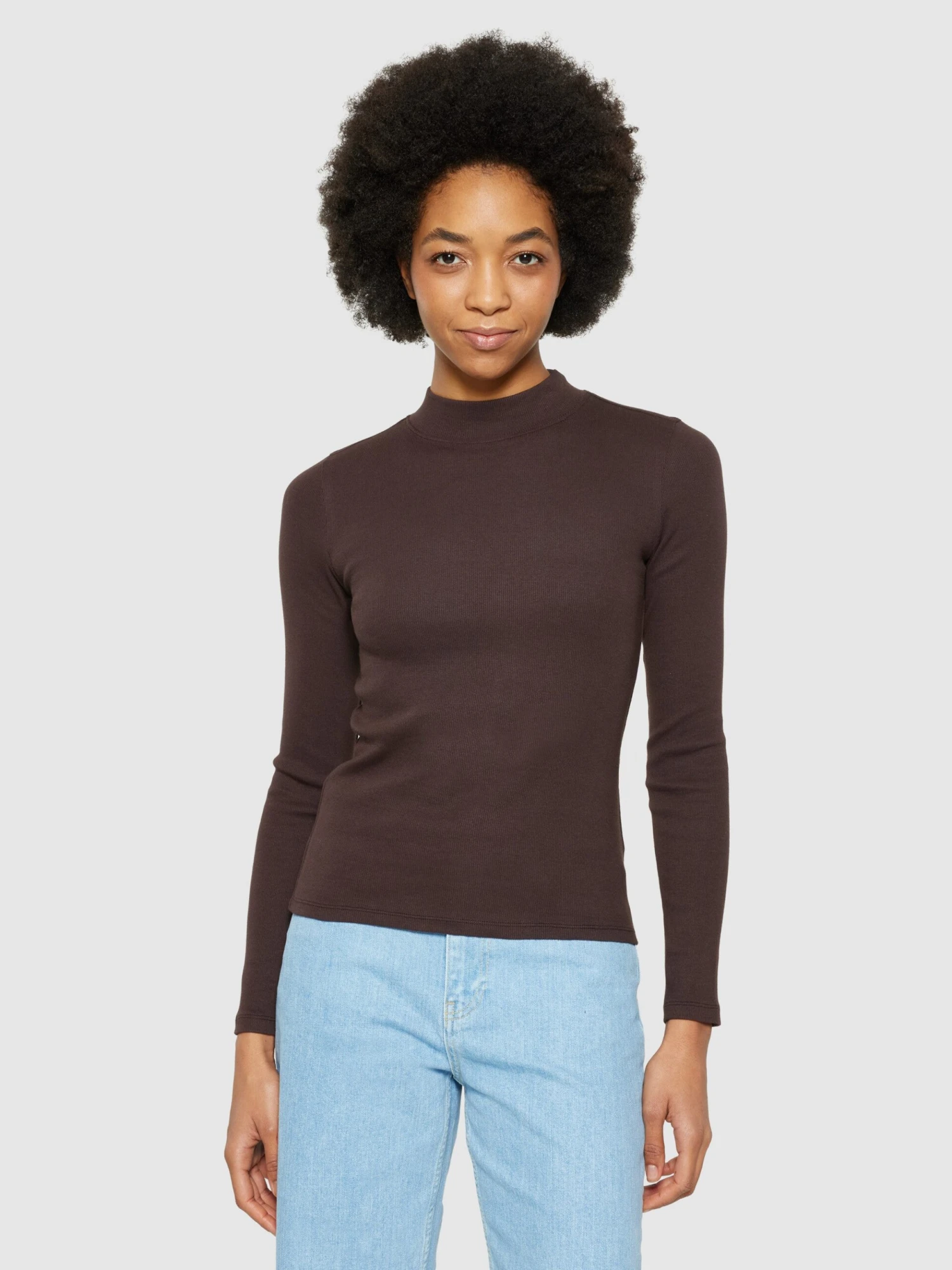 Rib High Neck LS - Chocolate Plum 4 Rib High Neck LS - Chocolate Plum - Image 2