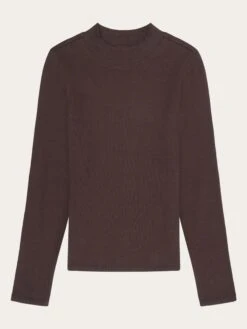 Rib High Neck LS - Chocolate Plum