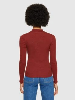 Rib High Neck LS - Fired Brick 9 Rib High Neck LS - Fired Brick -Knowledge Cotton Apparel Store Rib high neck LS T shirts 100076 1478 Fired Brick 2