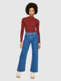 Rib High Neck LS - Fired Brick 10 Rib High Neck LS - Fired Brick -Knowledge Cotton Apparel Store Rib high neck LS T shirts 100076 1478 Fired Brick 3