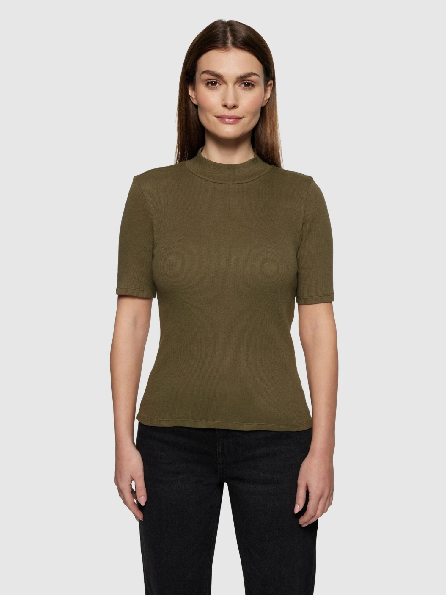 Rib High Neck SS - Dark Olive 4 Rib High Neck SS - Dark Olive - Image 2