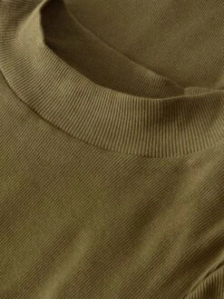 Rib High Neck SS - Dark Olive 12 Rib High Neck SS - Dark Olive -Knowledge Cotton Apparel Store Rib high neck SS T shirts 100023 1100 Dark Olive 4