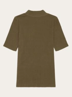 Rib High Neck SS - Dark Olive 13 Rib High Neck SS - Dark Olive -Knowledge Cotton Apparel Store Rib high neck SS T shirts 100023 1100 Dark Olive 5