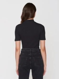 Rib High Neck SS - Black Jet -Knowledge Cotton Apparel Store Rib high neck SS T shirts 100023 1300 Black Jet 2