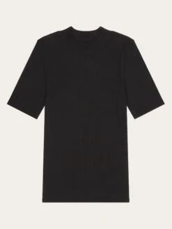 Rib High Neck Short Sleeve - Black Jet