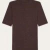 Rib High Neck Short Sleeve - Chocolate Plum -Knowledge Cotton Apparel Store Rib high neck short sleeve T shirts 2010034 1394 Chocolate Plum
