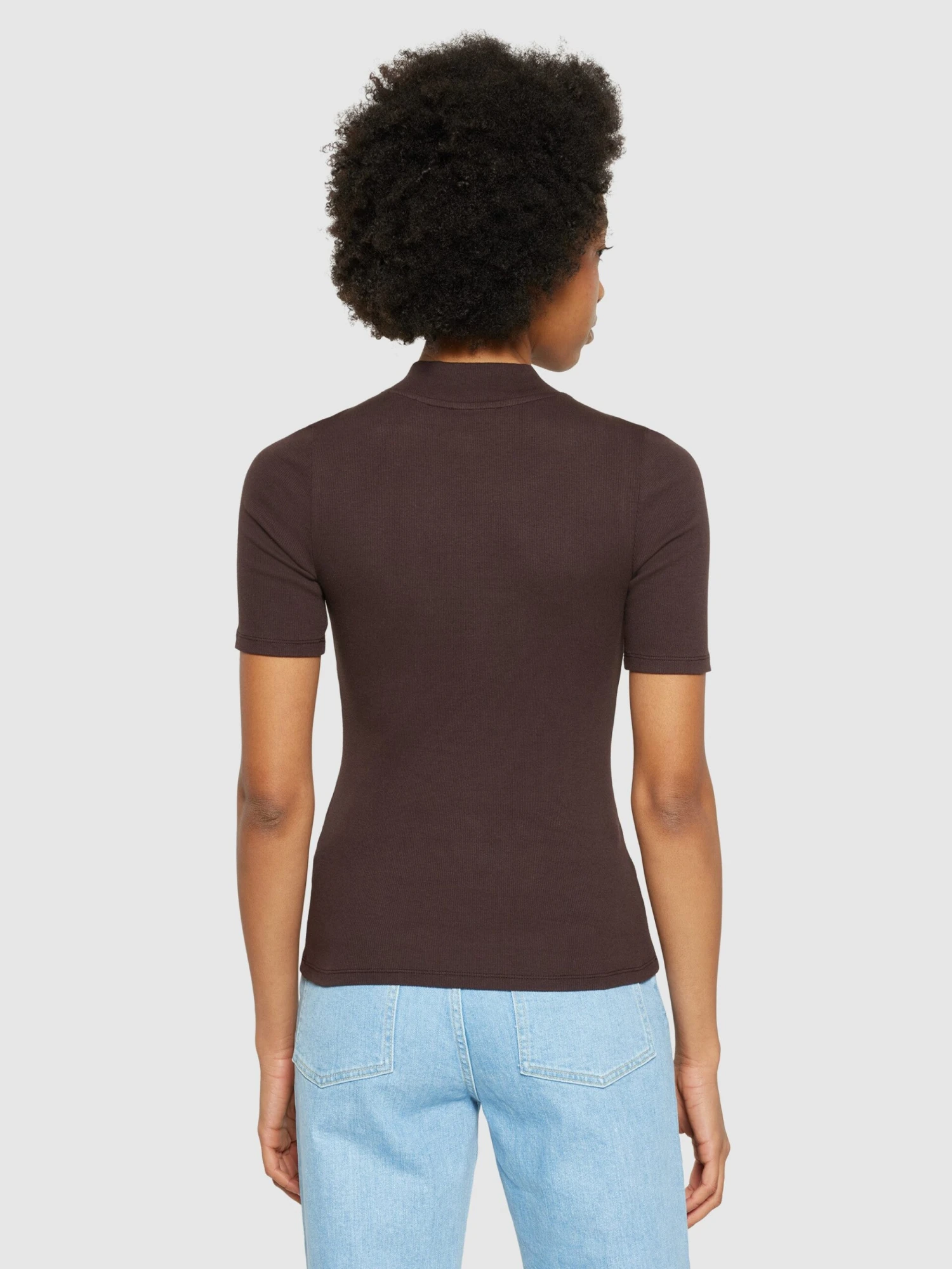 Rib High Neck Short Sleeve - Chocolate Plum 5 Rib High Neck Short Sleeve - Chocolate Plum - Image 3