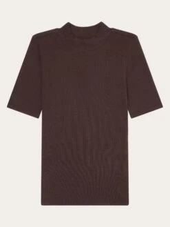 Rib High Neck Short Sleeve - Chocolate Plum