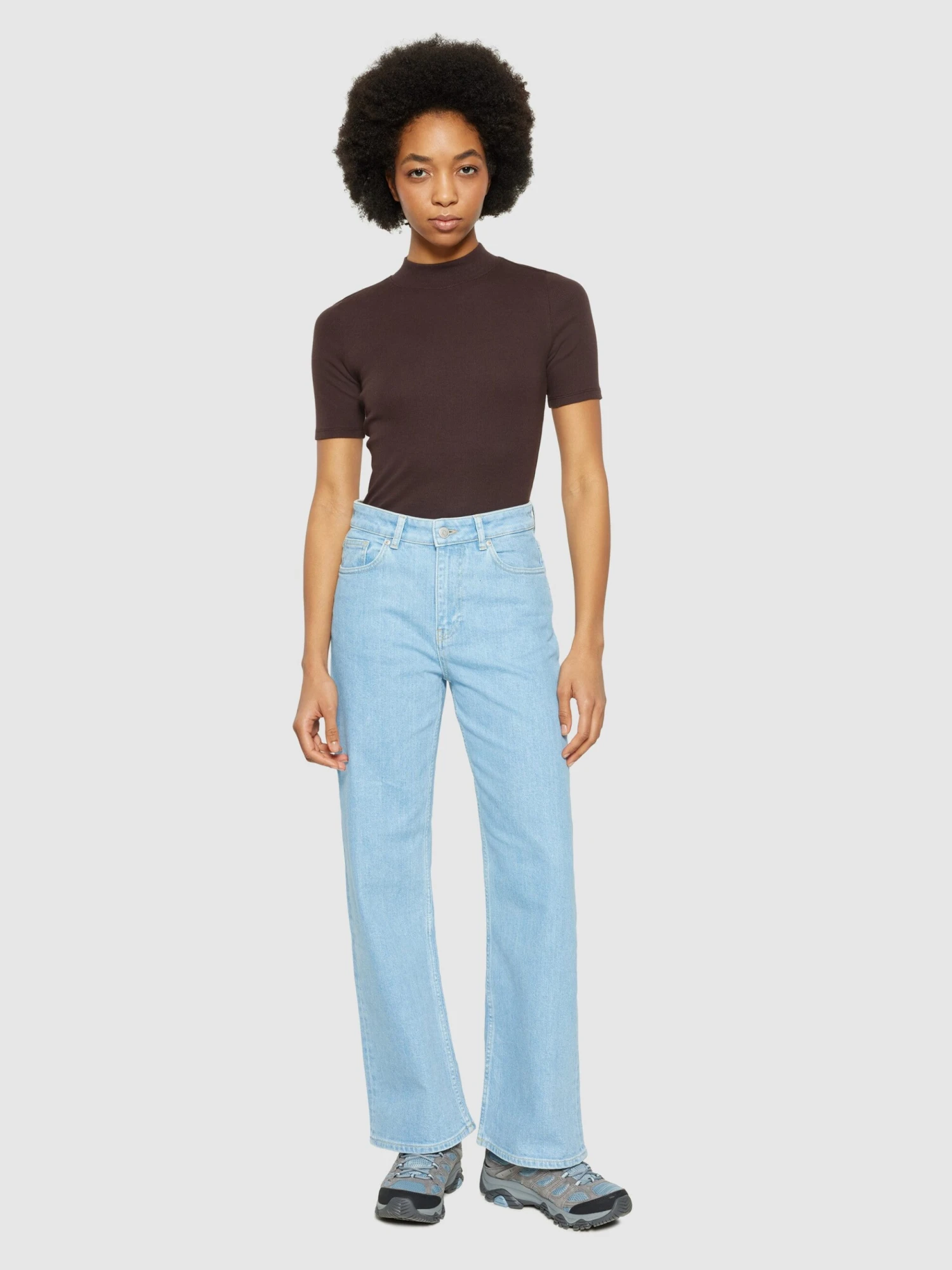 Rib High Neck Short Sleeve - Chocolate Plum 6 Rib High Neck Short Sleeve - Chocolate Plum - Image 4