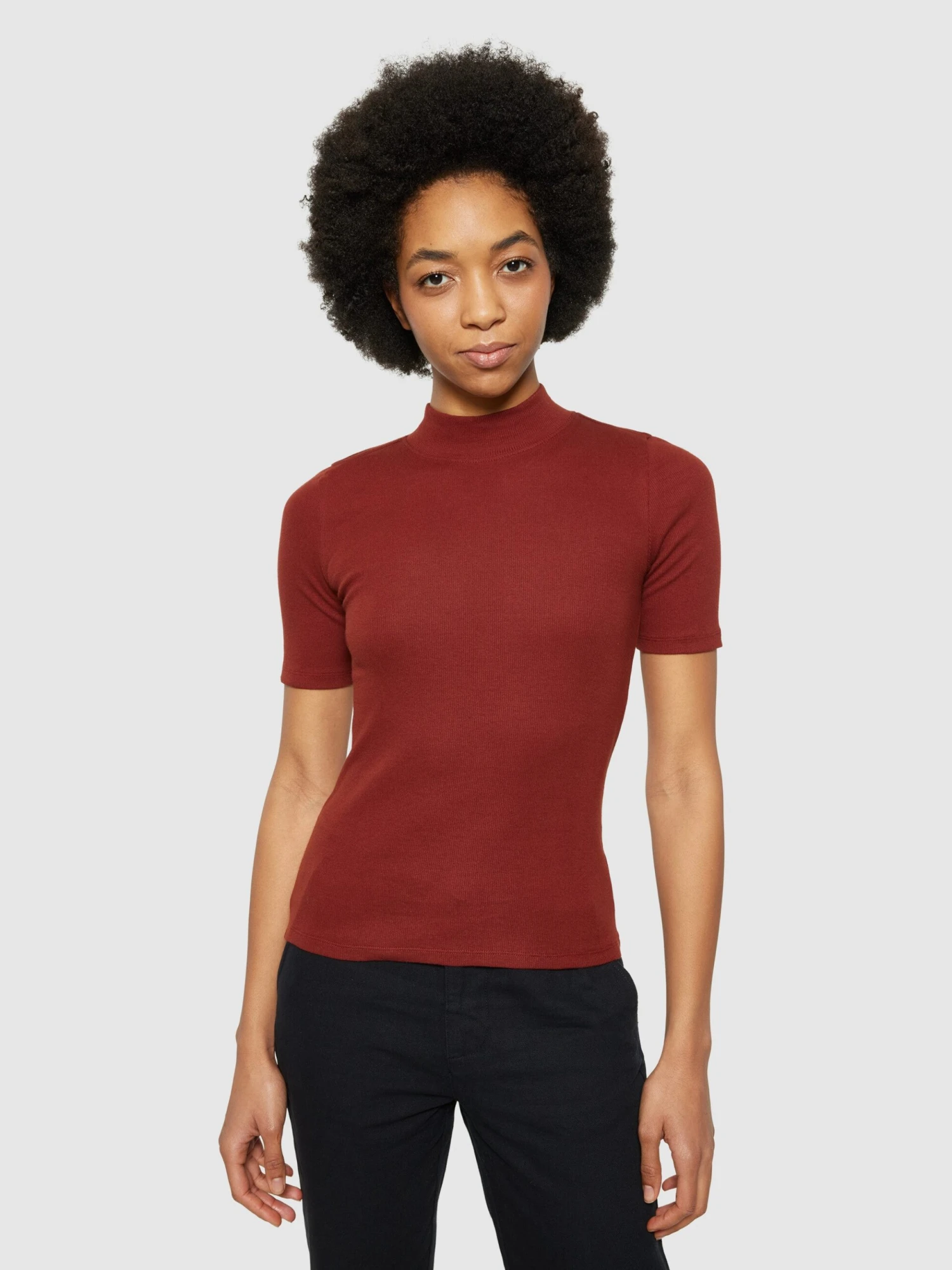 Rib High Neck Short Sleeve - Fired Brick 4 Rib High Neck Short Sleeve - Fired Brick - Image 2