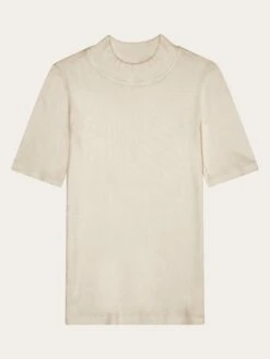 Rib High Neck Short Sleeve - Gray Chateau Melange