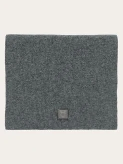 Rib Knit Wool Scarf - Dark Grey Melange