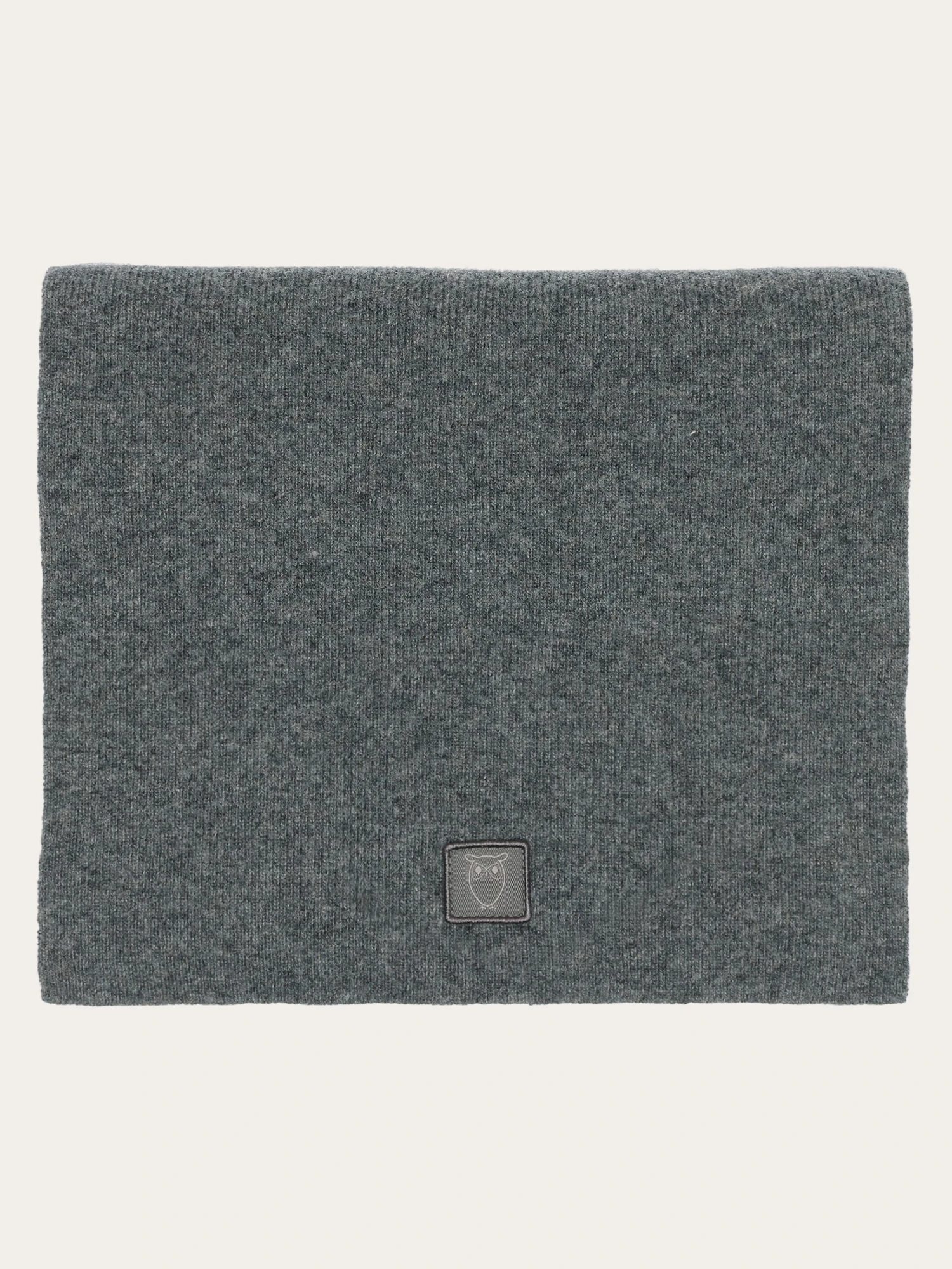 Rib Knit Wool Scarf - Dark Grey Melange 3 Rib Knit Wool Scarf - Dark Grey Melange