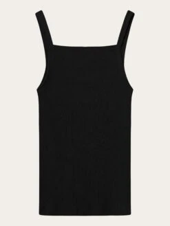 Rib Strap Top - Black Jet 11 Rib Strap Top - Black Jet -Knowledge Cotton Apparel Store Rib strap top T shirts 2010015 1300 Black Jet 6