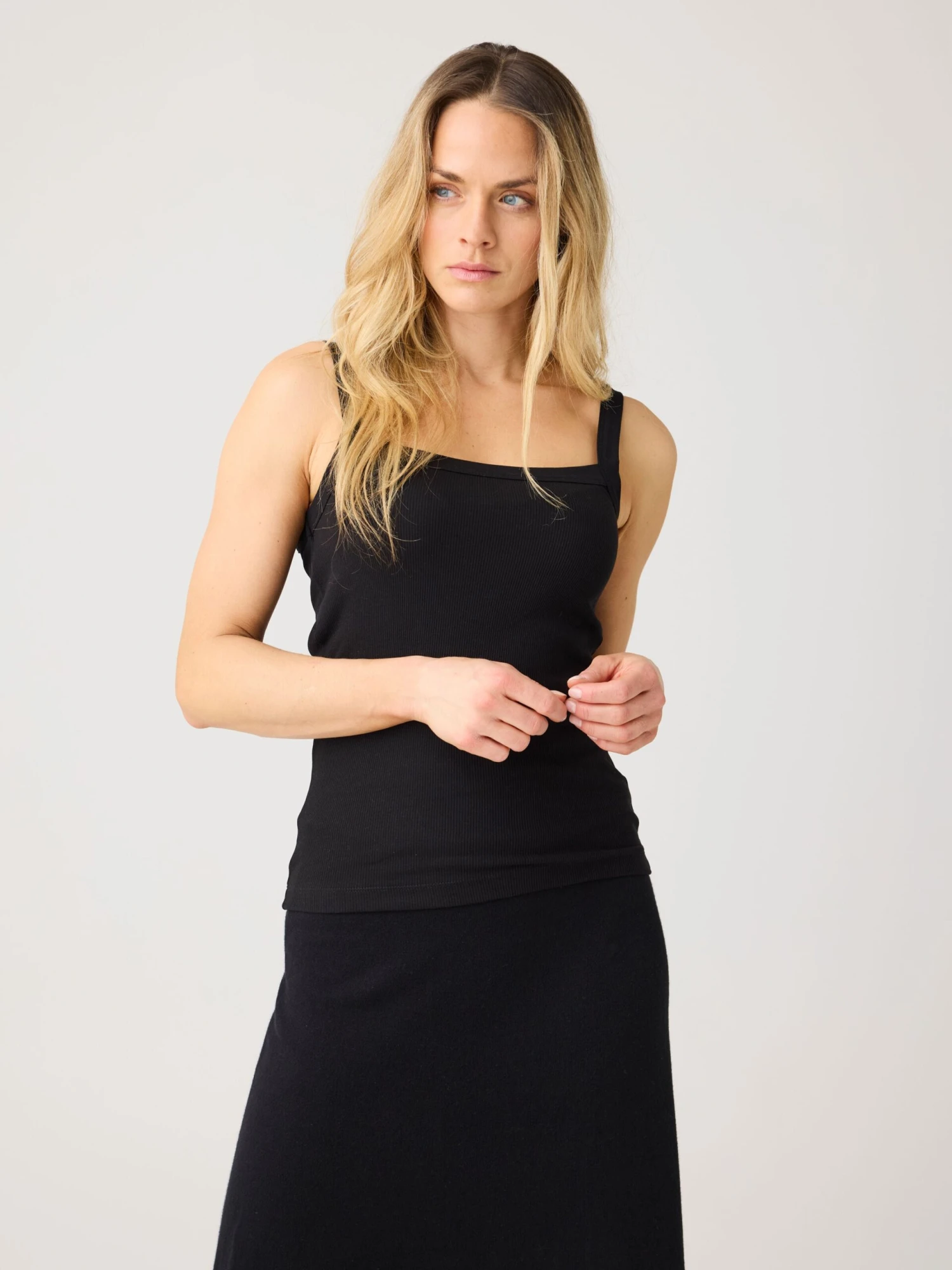 Rib Strap Top - Black Jet 4 Rib Strap Top - Black Jet - Image 2