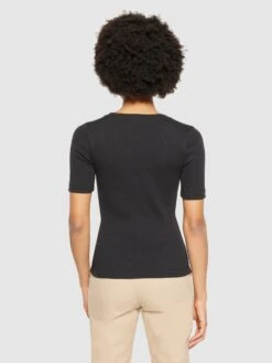 Rib T-shirt - Black Jet -Knowledge Cotton Apparel Store Rib t shirt T shirts 2010014 1300 Black Jet 11