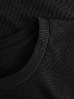 Rib T-shirt - Black Jet -Knowledge Cotton Apparel Store Rib t shirt T shirts 2010014 1300 Black Jet 5