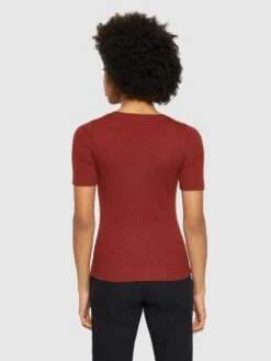 Rib T-shirt - Fired Brick -Knowledge Cotton Apparel Store Rib t shirt T shirts 2010014 1478 Fired Brick 2