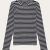 Striped Rib High Neck Long Sleeved - Stripe - Navy -Knowledge Cotton Apparel Store Striped rib high neck long sleeved Long Sleeves 2120003 8003 Stripe navy