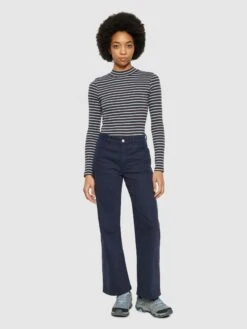 Striped Rib High Neck Long Sleeved - Brown Stripe -Knowledge Cotton Apparel Store Striped rib high neck long sleeved Long Sleeves 2120003 8026 Brown stripe 3