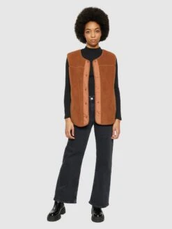 Teddy Crew Neck Vest - GRS/Vegan - Mocha Bisque -Knowledge Cotton Apparel Store Teddy crew neck vest GRS Vegan Fleeces 2280013 1426 Mocha Bisque 3