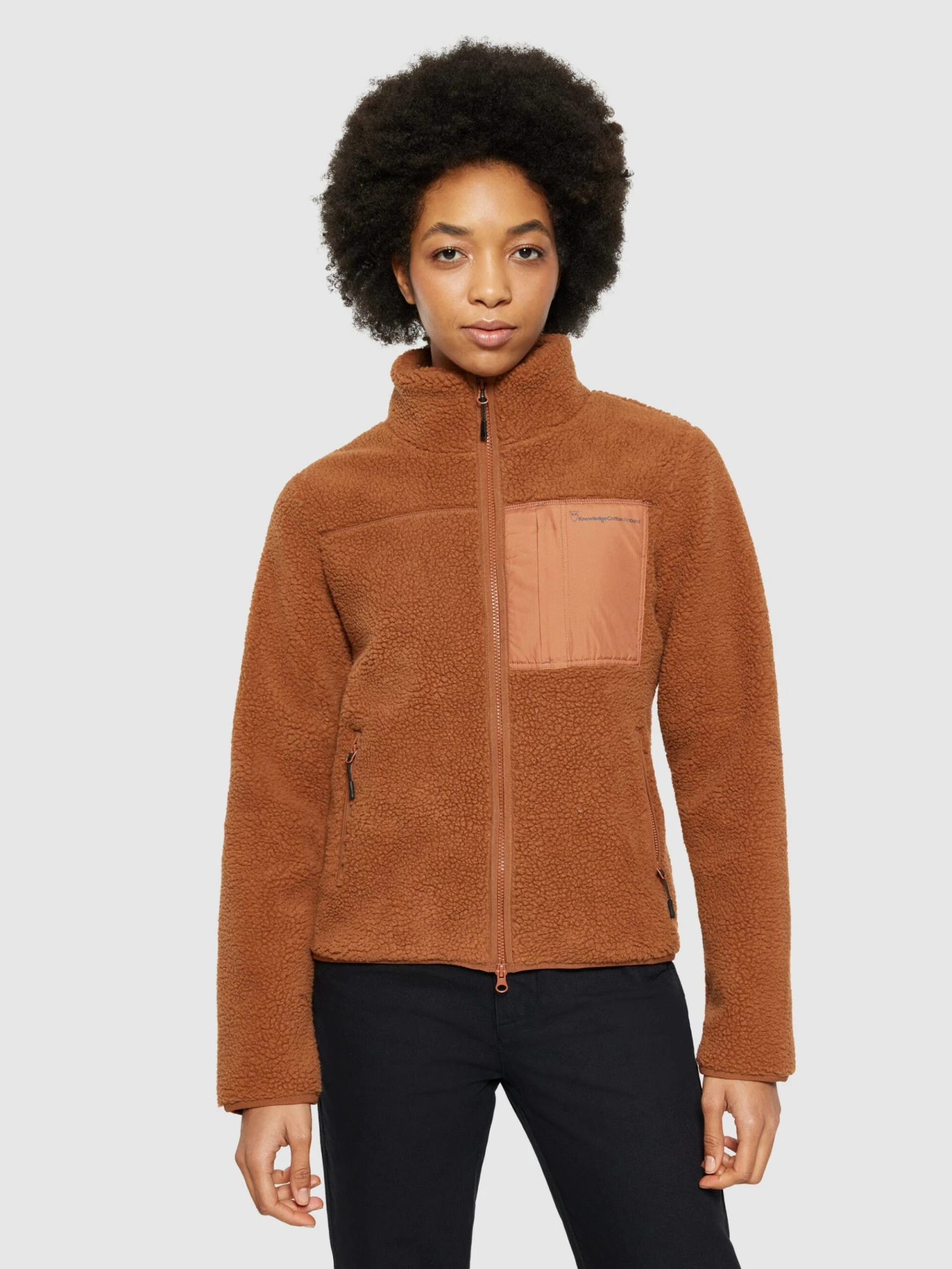 Teddy High Neck Zip Jacket - Mocha Bisque 4 Teddy High Neck Zip Jacket - Mocha Bisque - Image 2