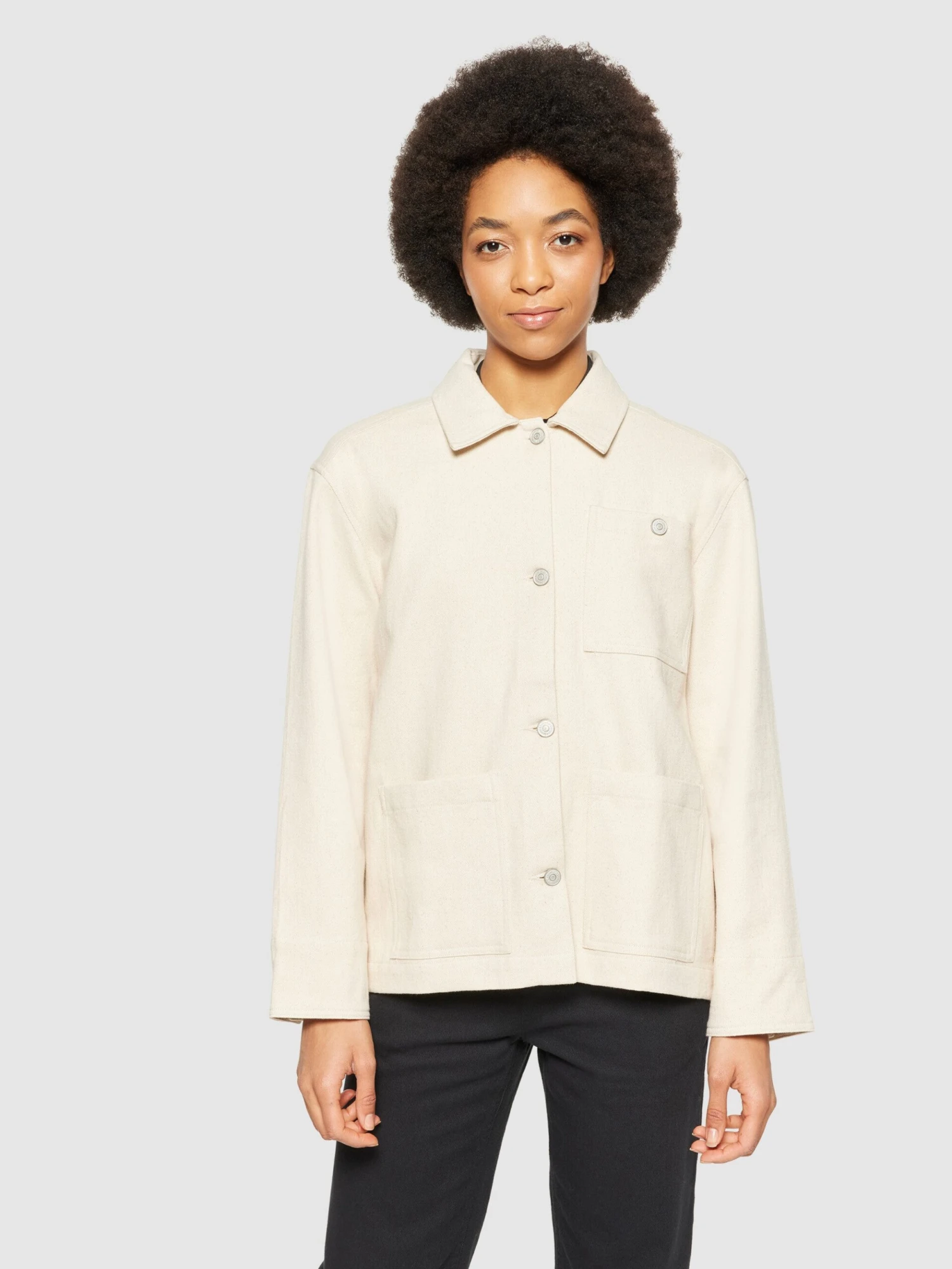 Twill Workwear Jacket - GOTS/Vegan - Egret 4 Twill Workwear Jacket - GOTS/Vegan - Egret - Image 2