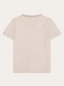 V-neck Slub T-shirt - GOTS/Vegan - Creme Stripe -Knowledge Cotton Apparel Store V neck slub t shirt GOTS Vegan T shirts 2010060 8033 Creme Stripe 2