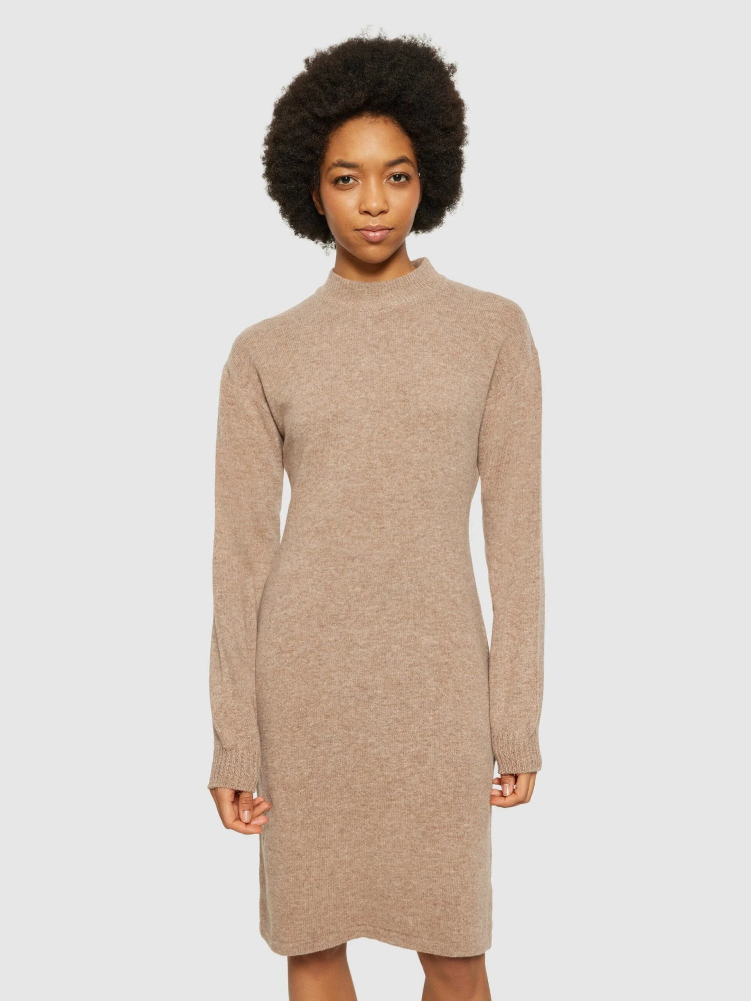 Wool Crew Neck Mid Length Dress - Kelp Melange 4 Wool Crew Neck Mid Length Dress - Kelp Melange - Image 2