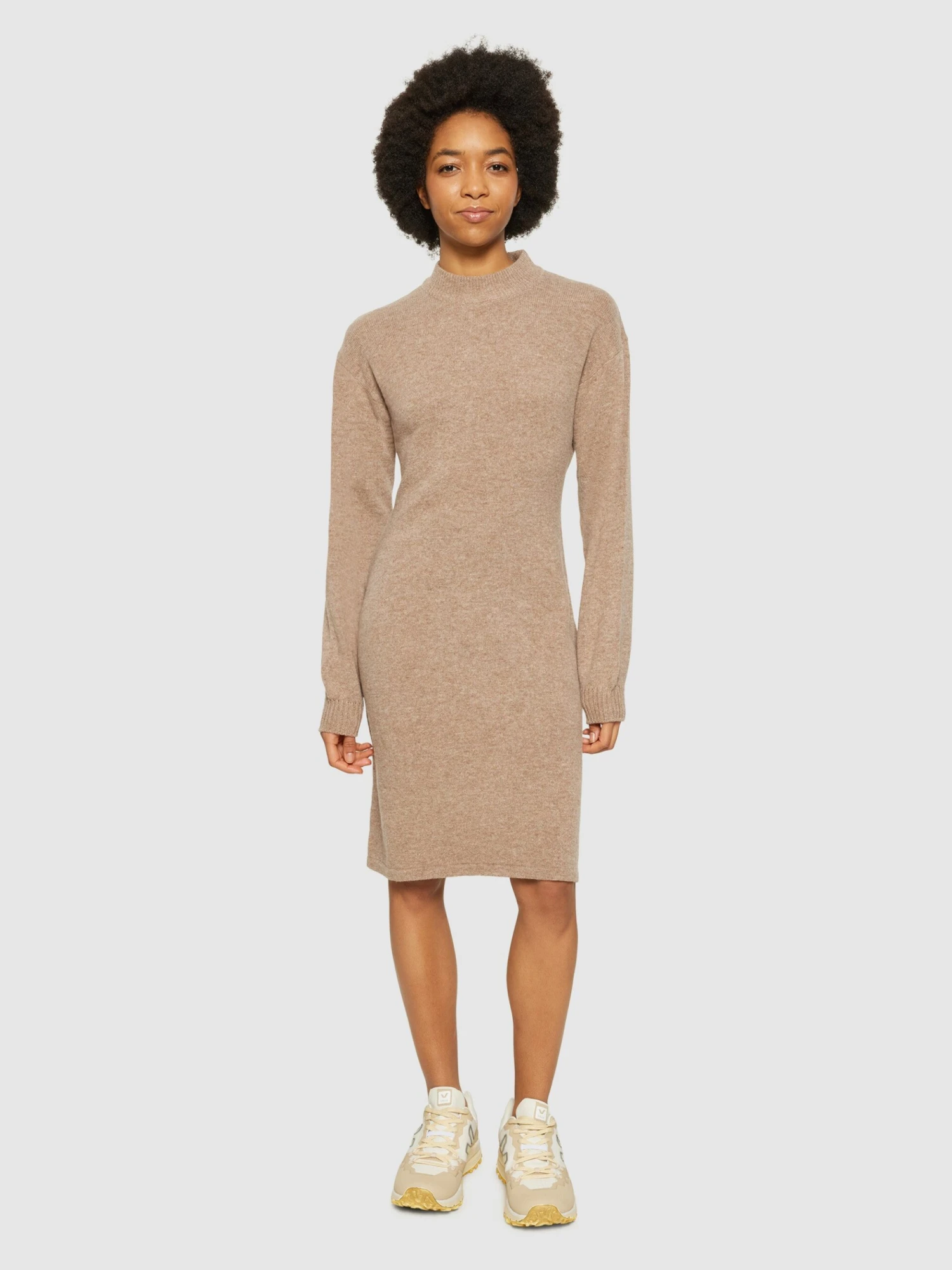 Wool Crew Neck Mid Length Dress - Kelp Melange 6 Wool Crew Neck Mid Length Dress - Kelp Melange - Image 4